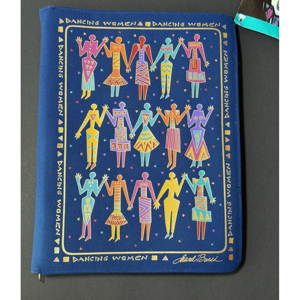 VINTAGE Laurel Burch Dancing Women Zip Padfolio/Organizer 13x10 Hong Kong NWT